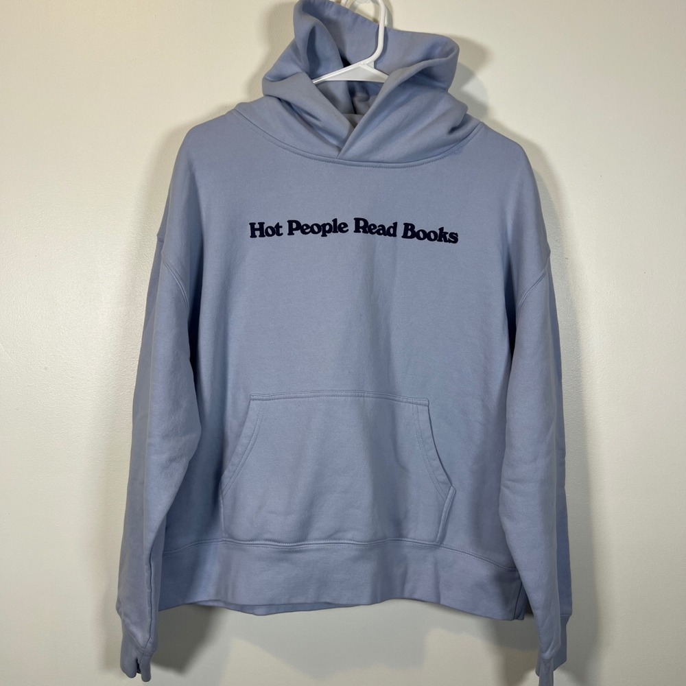 AS Colour Hot People Read Books Hoodie Light Blue Relax Fit Pullover Large